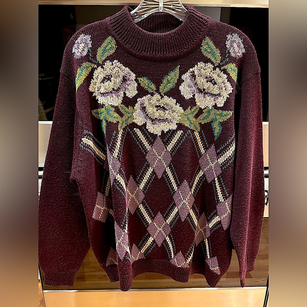 Floral/Argyle knitted sweater